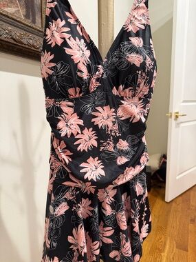 Black Cargo Shorts with Pink Floral Print